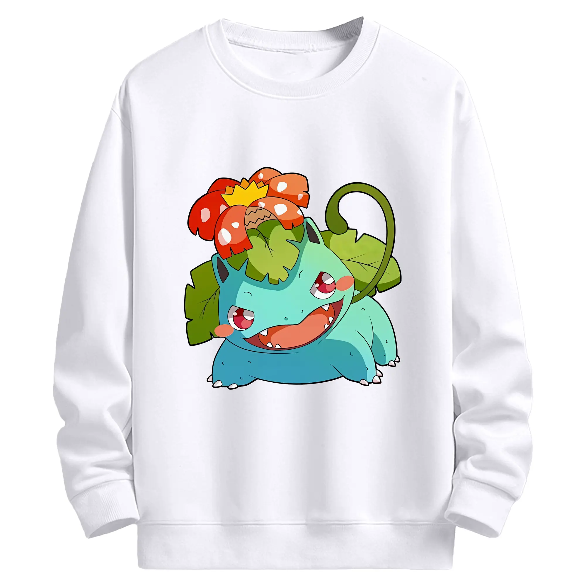 ポケモン フシギダネ 可愛い オリジナルデザイン - 高品質 クルーネック スウェット ・ コットン59％ ポリエステル41％ ・ ユニセックス 長袖 トレーナー ・ カジュアル デイリー スポーツ 散歩用