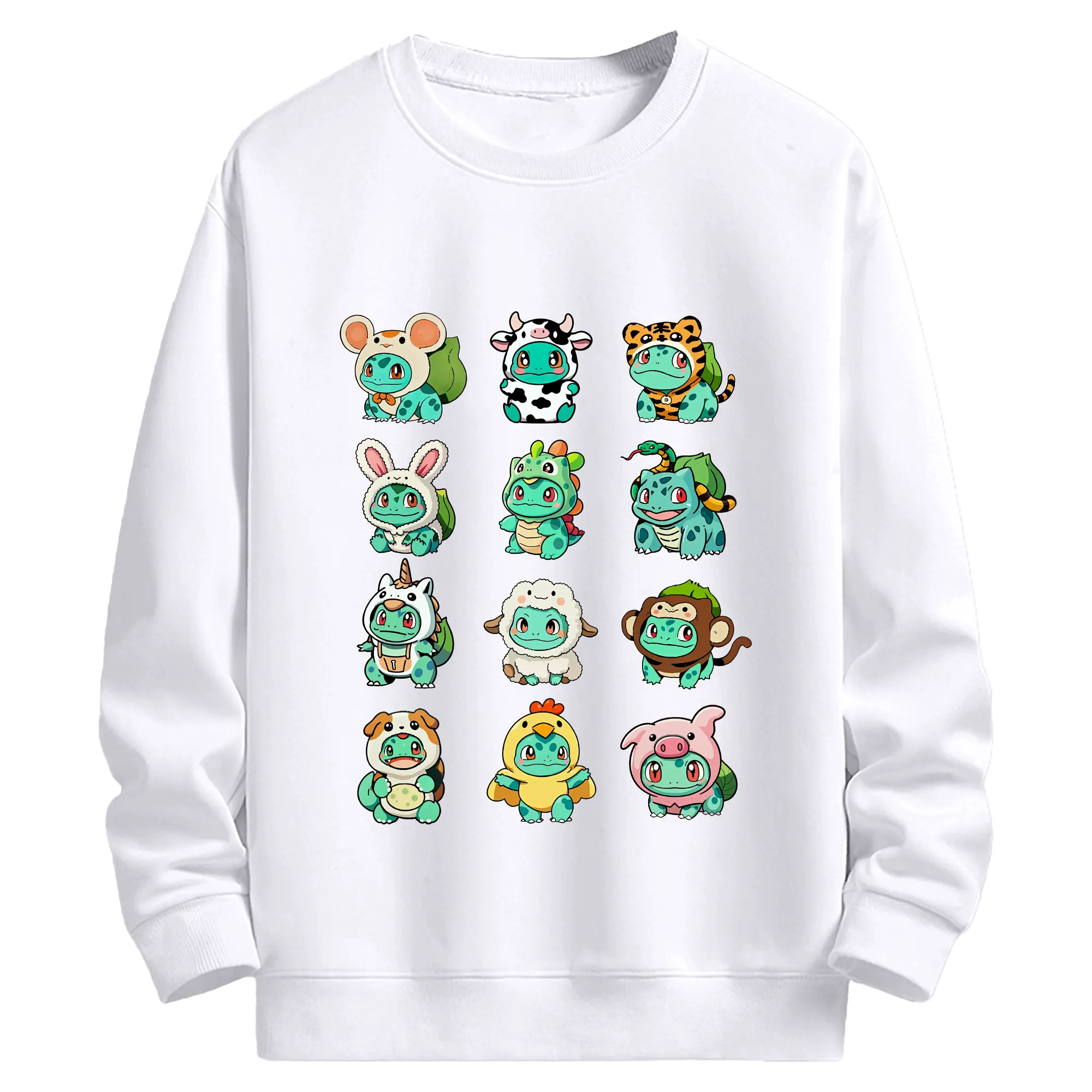 ポケモン フシギダネ コレクション オリジナルデザイン - 高品質 クルーネック スウェット ・ コットン59％ ポリエステル41％ ・ ユニセックス 長袖 トレーナー ・ カジュアル デイリー スポーツ 散歩用