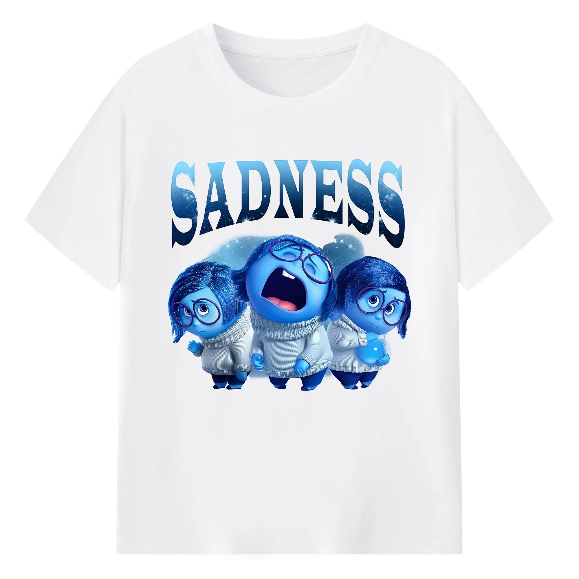 ディズニー インサイド サッドネス 集合 オリジナルデザイン - 綿100％ 半袖Tシャツ ・ フロントプリント ・ 快適 通気性 ・ 日常使い 散歩 スポーツ用