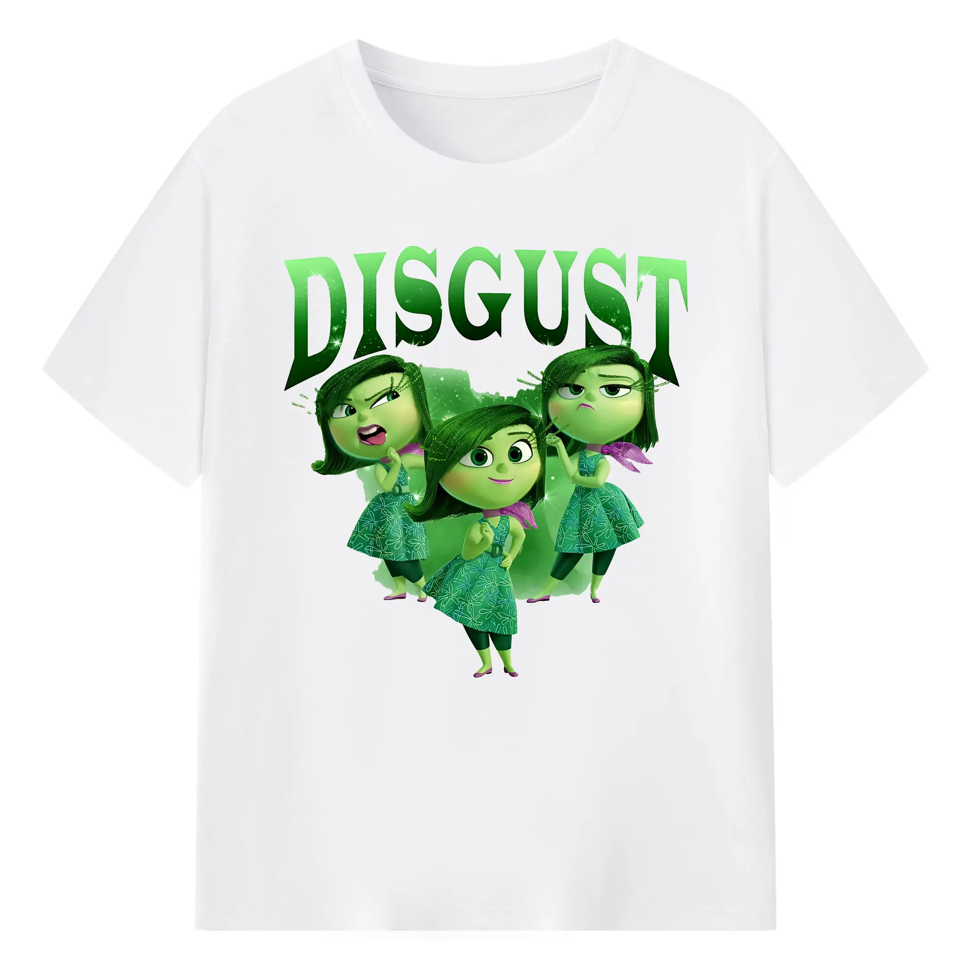 ディズニー インサイド ディスガスト 集合 オリジナルデザイン - 綿100％ 半袖Tシャツ ・ フロントプリント ・ 快適 通気性 ・ 日常使い 散歩 スポーツ用