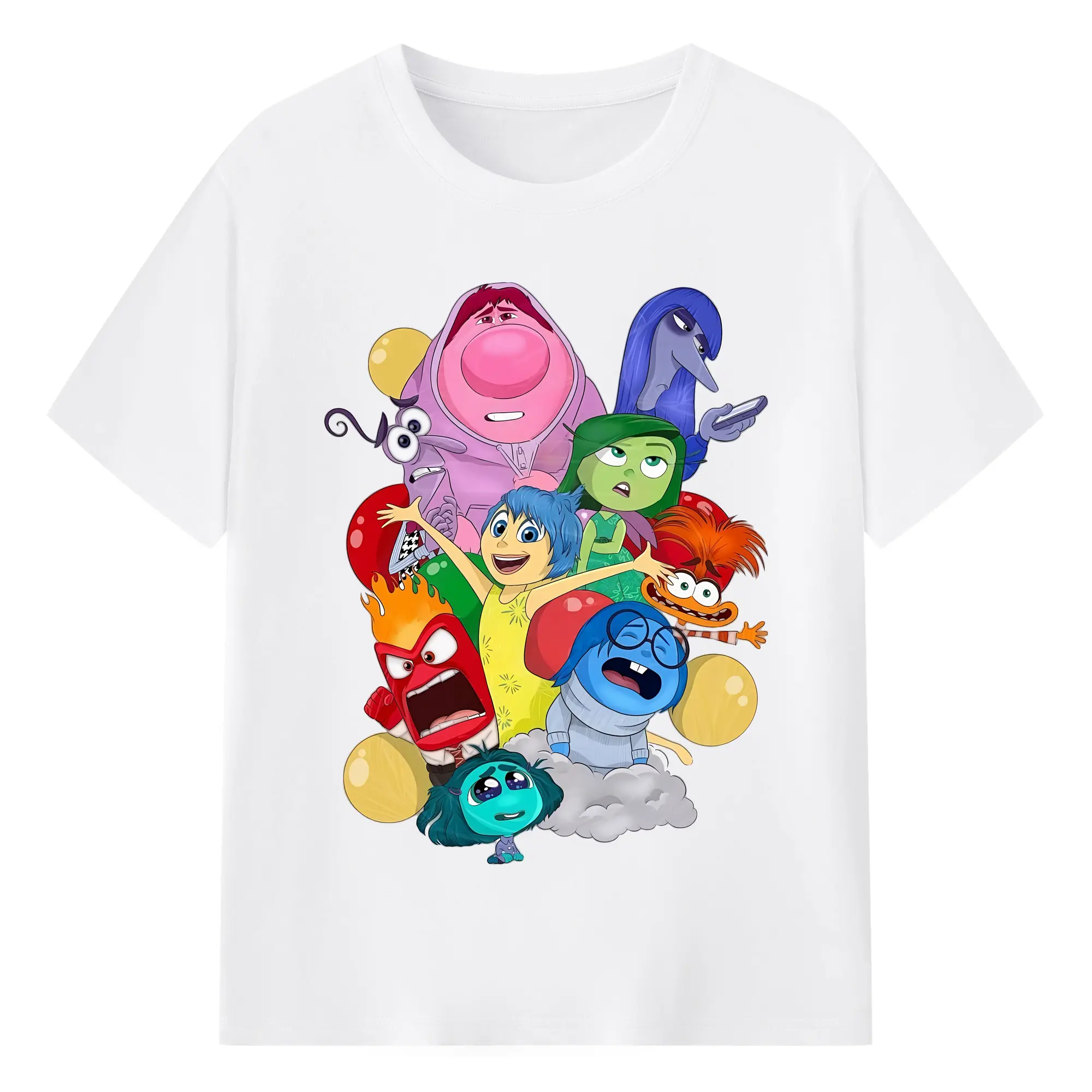 ディズニー インサイド エモーションキャラ 大集合 オリジナルデザイン - 綿100％ 半袖Tシャツ ・ フロントプリント ・ 快適 通気性 ・ 日常使い 散歩 スポーツ用