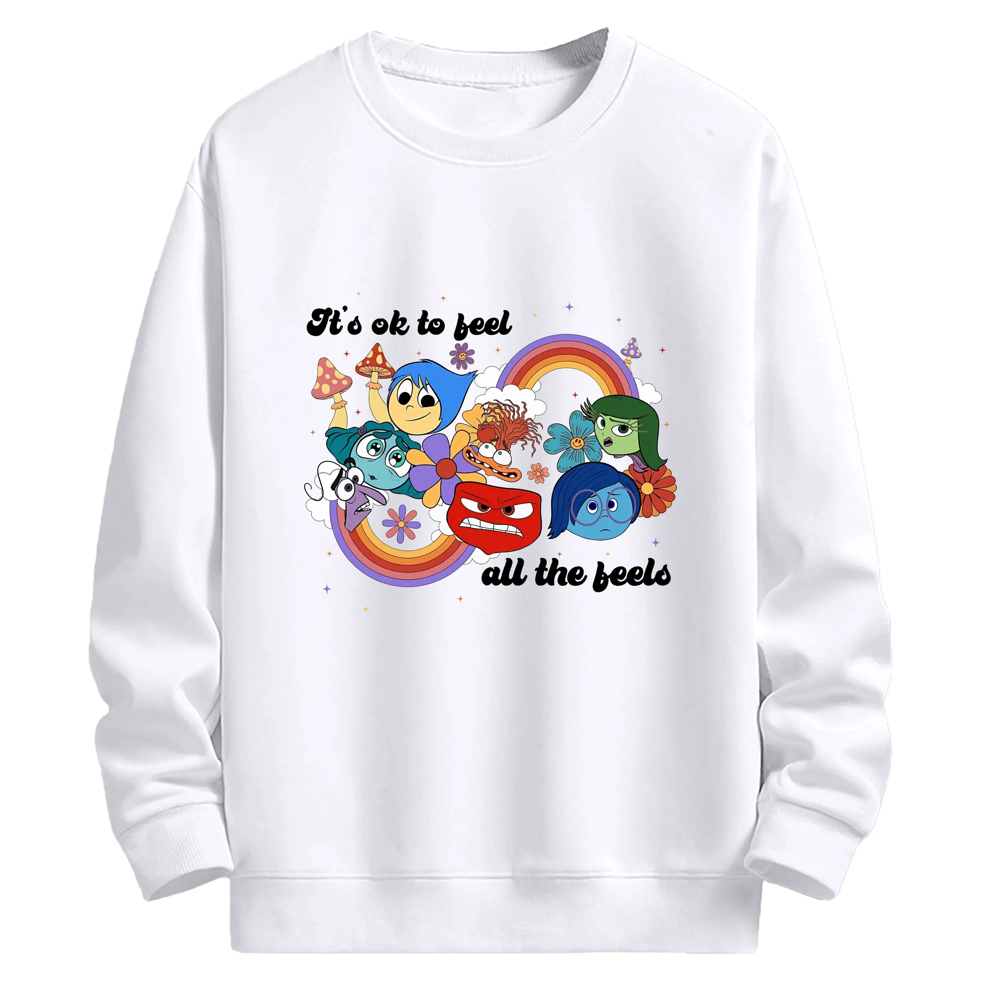 ディズニー インサイド エモーション レインボー オリジナルデザイン - 高品質 クルーネック スウェット ・ コットン59％ ポリエステル41％ ・ ユニセックス 長袖 トレーナー ・ カジュアル デイリー スポーツ 散歩用