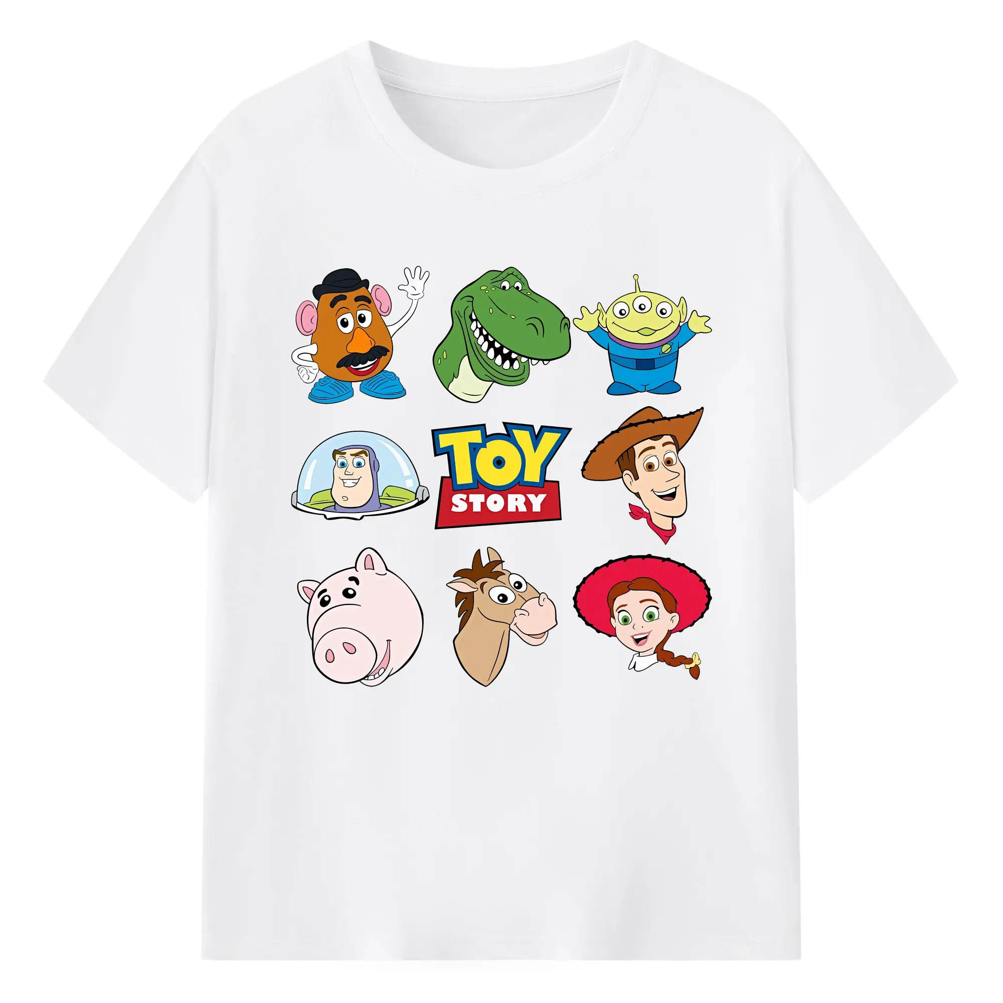 トイ・ストーリー 全キャラクター オリジナルデザイン - 綿100％ 半袖Tシャツ ・ フロントプリント ・ 快適 通気性 ・ 日常使い 散歩 スポーツ用