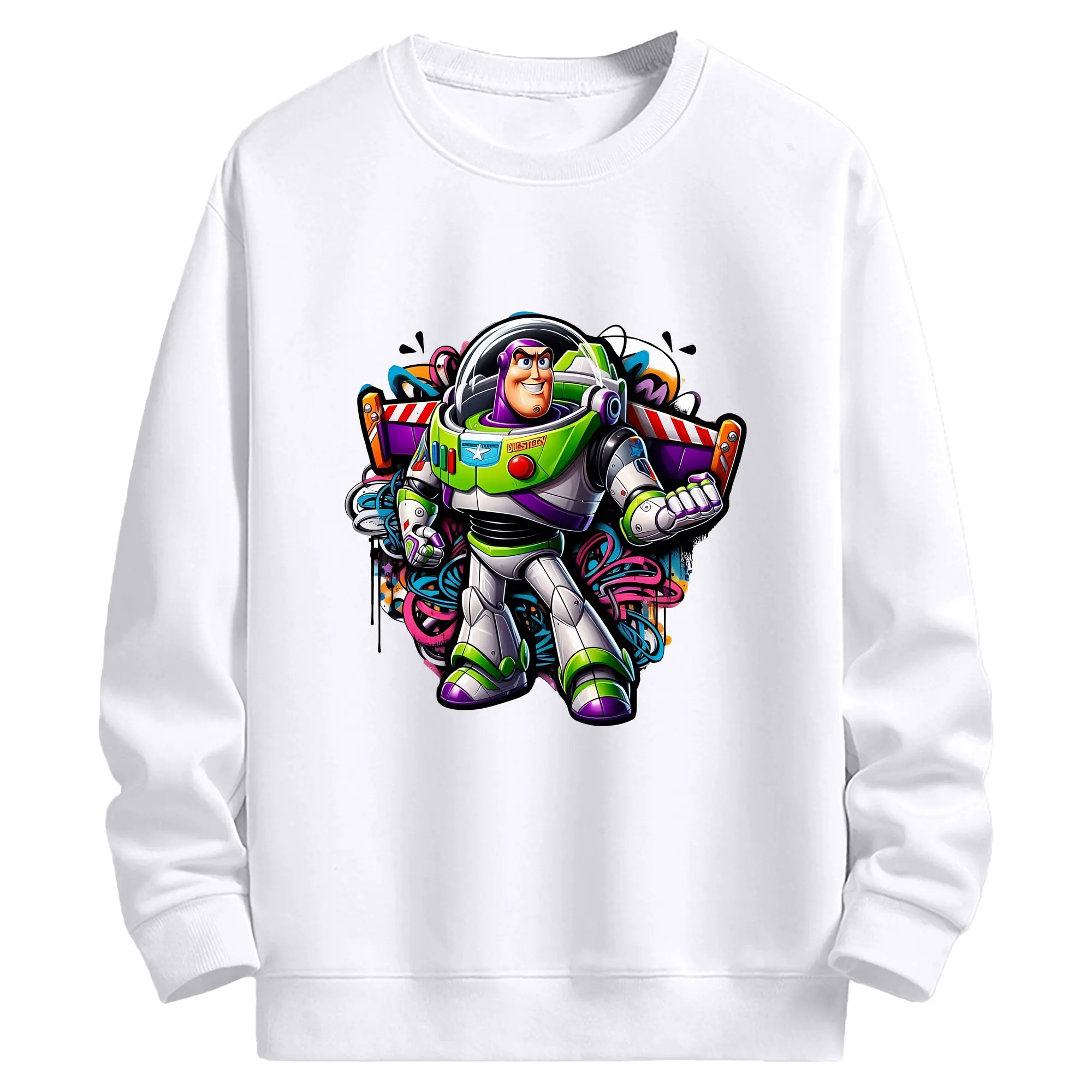 トイ・ストーリー バズ・ライトイヤー クール オリジナルデザイン - 高品質 クルーネック スウェット ・ コットン59％ ポリエステル41％ ・ ユニセックス 長袖 トレーナー ・ カジュアル デイリー スポーツ 散歩用