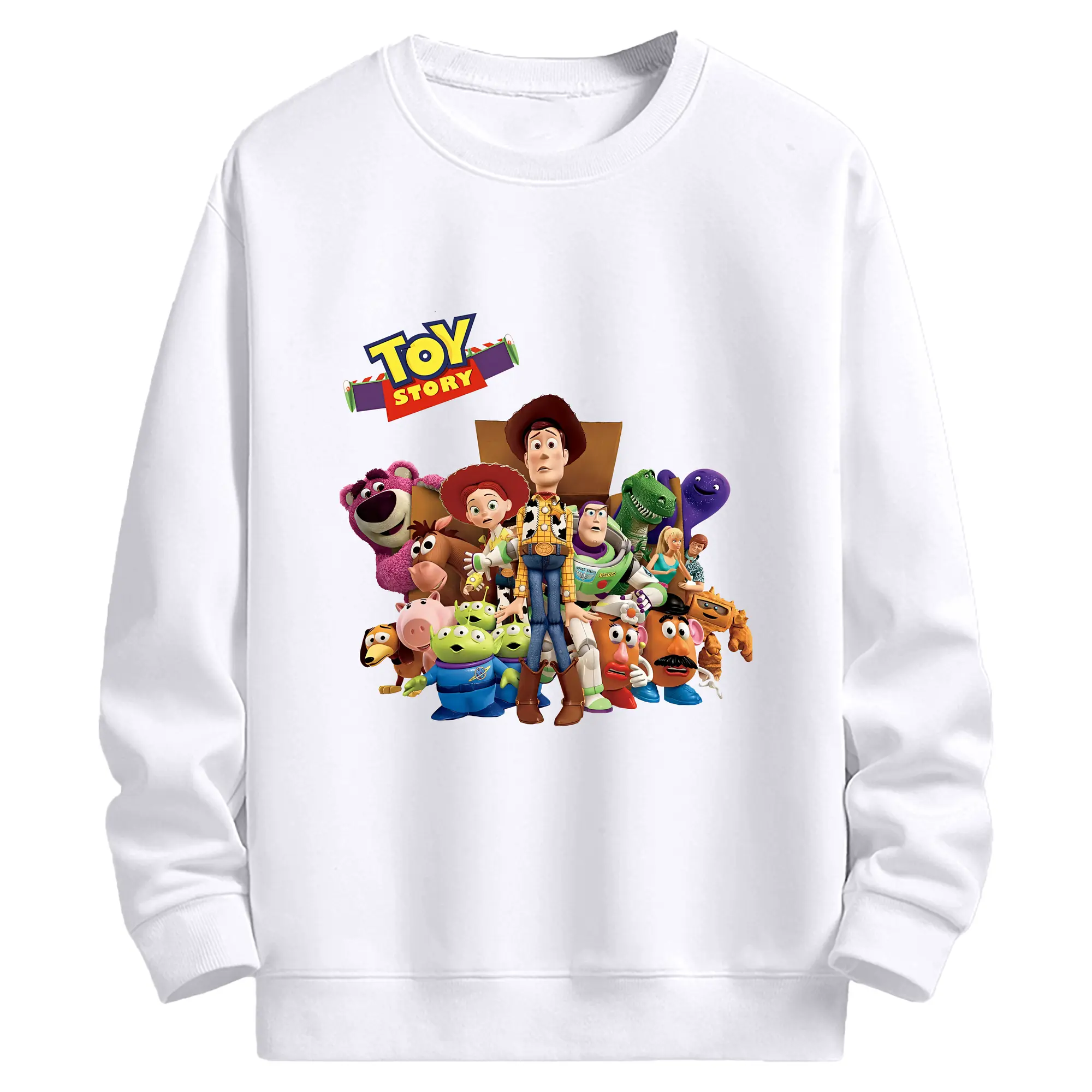 トイ・ストーリー キャラクター集合 賑やか オリジナルデザイン - 高品質 クルーネック スウェット ・ コットン59％ ポリエステル41％ ・ ユニセックス 長袖 トレーナー ・ カジュアル デイリー スポーツ 散歩用