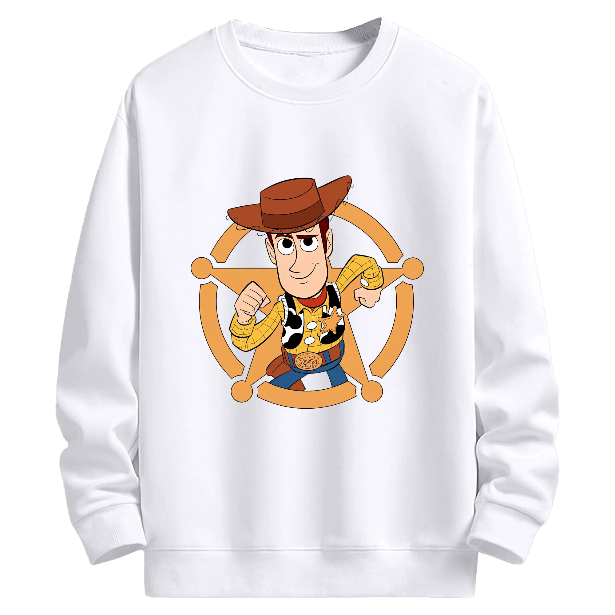 トイ・ストーリー ウッディ 保安官バッジ クラシック オリジナルデザイン - 高品質 クルーネック スウェット ・ コットン59％ ポリエステル41％ ・ ユニセックス 長袖 トレーナー ・ カジュアル デイリー スポーツ 散歩用