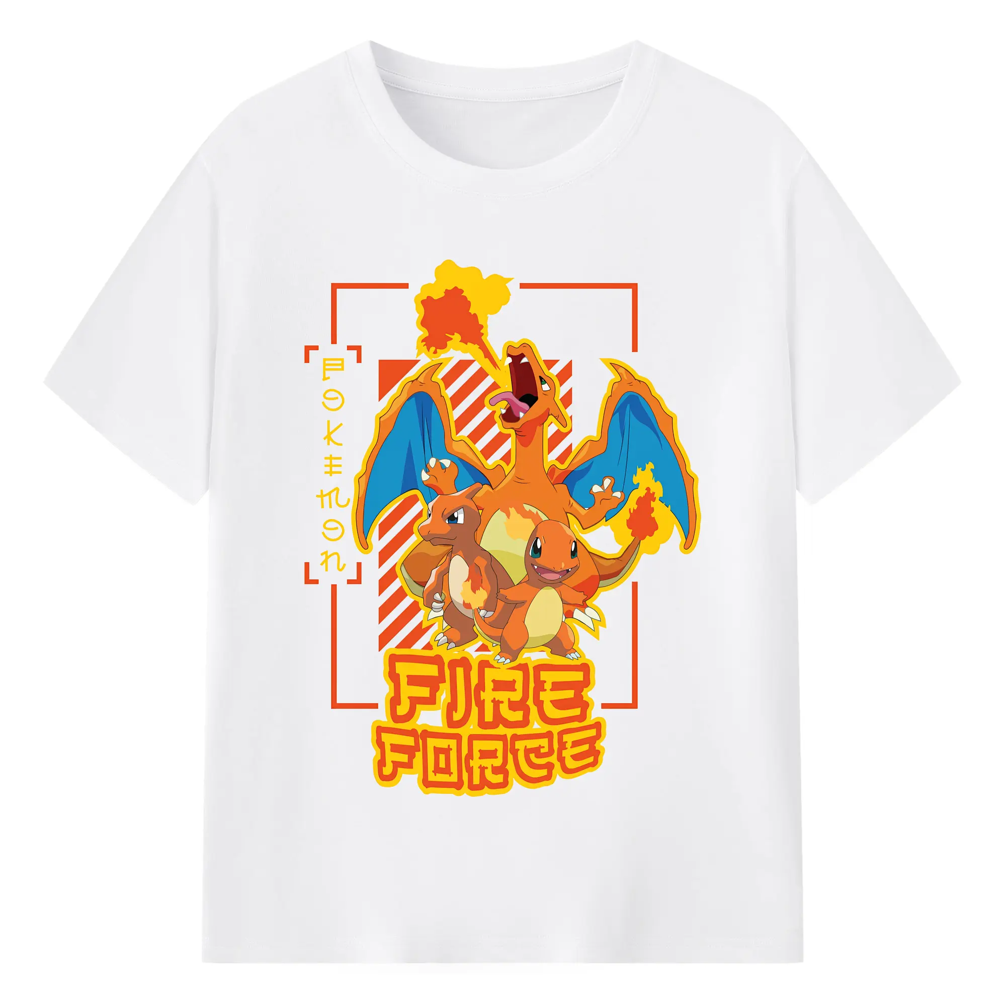 ポケモン リザードン かっこいい オリジナルデザイン - 綿100％ 半袖Tシャツ ・ フロントプリント ・ 快適 通気性 ・ 日常使い 散歩 スポーツ用