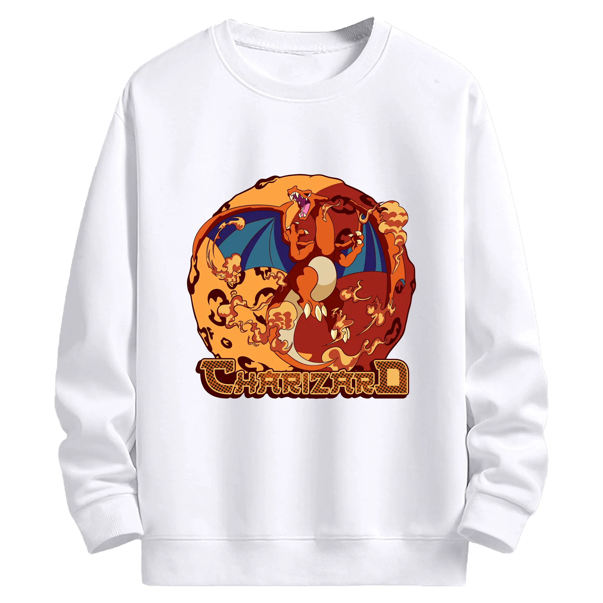 ポケモン リザードン クール オリジナルデザイン - 高品質 クルーネック スウェット ・ コットン59％ ポリエステル41％ ・ ユニセックス 長袖 トレーナー ・ カジュアル デイリー スポーツ 散歩用