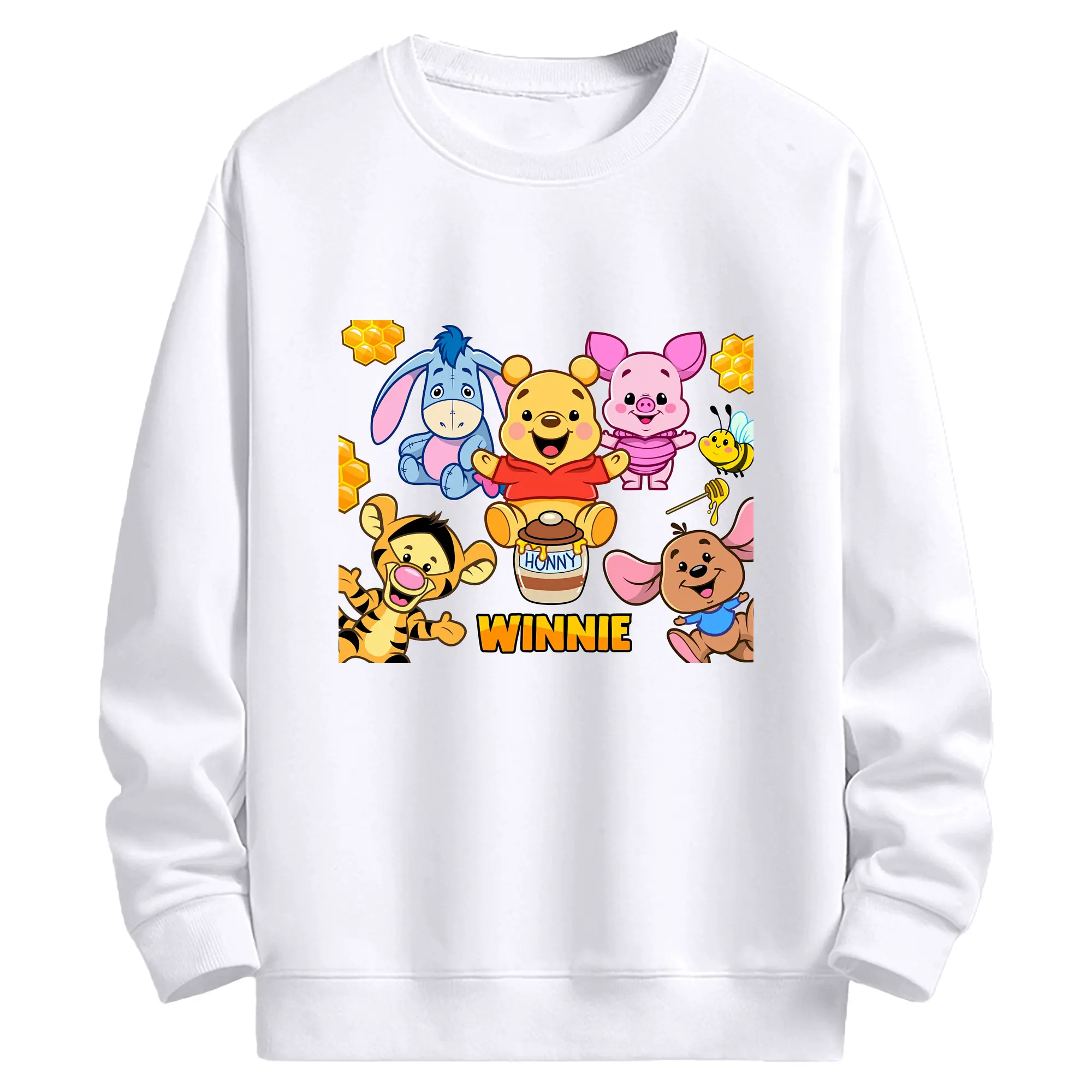 ディズニー くまのプーさん ピグレット イーヨー ティガー キャラクター集合 ハチミツ オリジナルデザイン - 高品質 クルーネック スウェット ・ コットン59％ ポリエステル41％ ・ ユニセックス 長袖 トレーナー ・ カジュアル デイリー スポーツ 散歩用