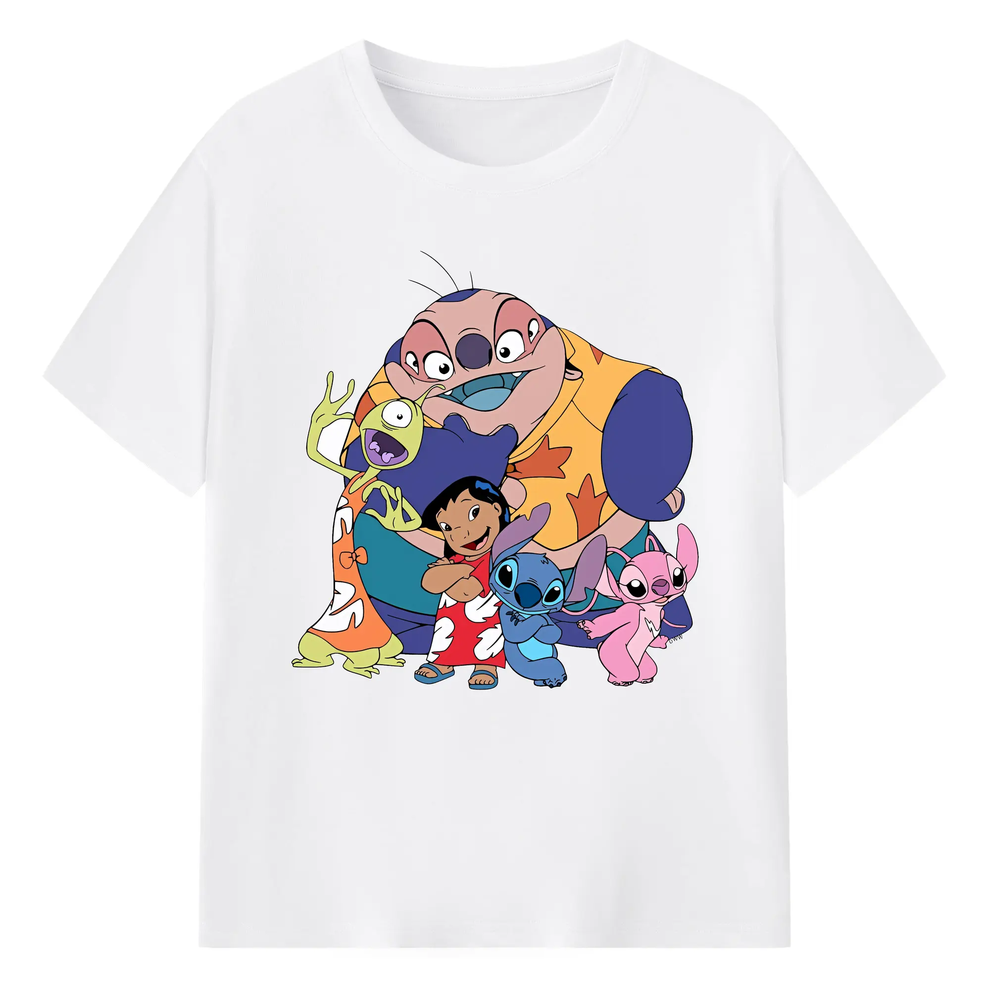 ディズニー スティッチ リロ ガントゥ プリークリー キャラクター集合 オリジナルデザイン - 綿100％ 半袖Tシャツ ・ フロントプリント ・ 快適 通気性 ・ 日常使い 散歩 スポーツ用