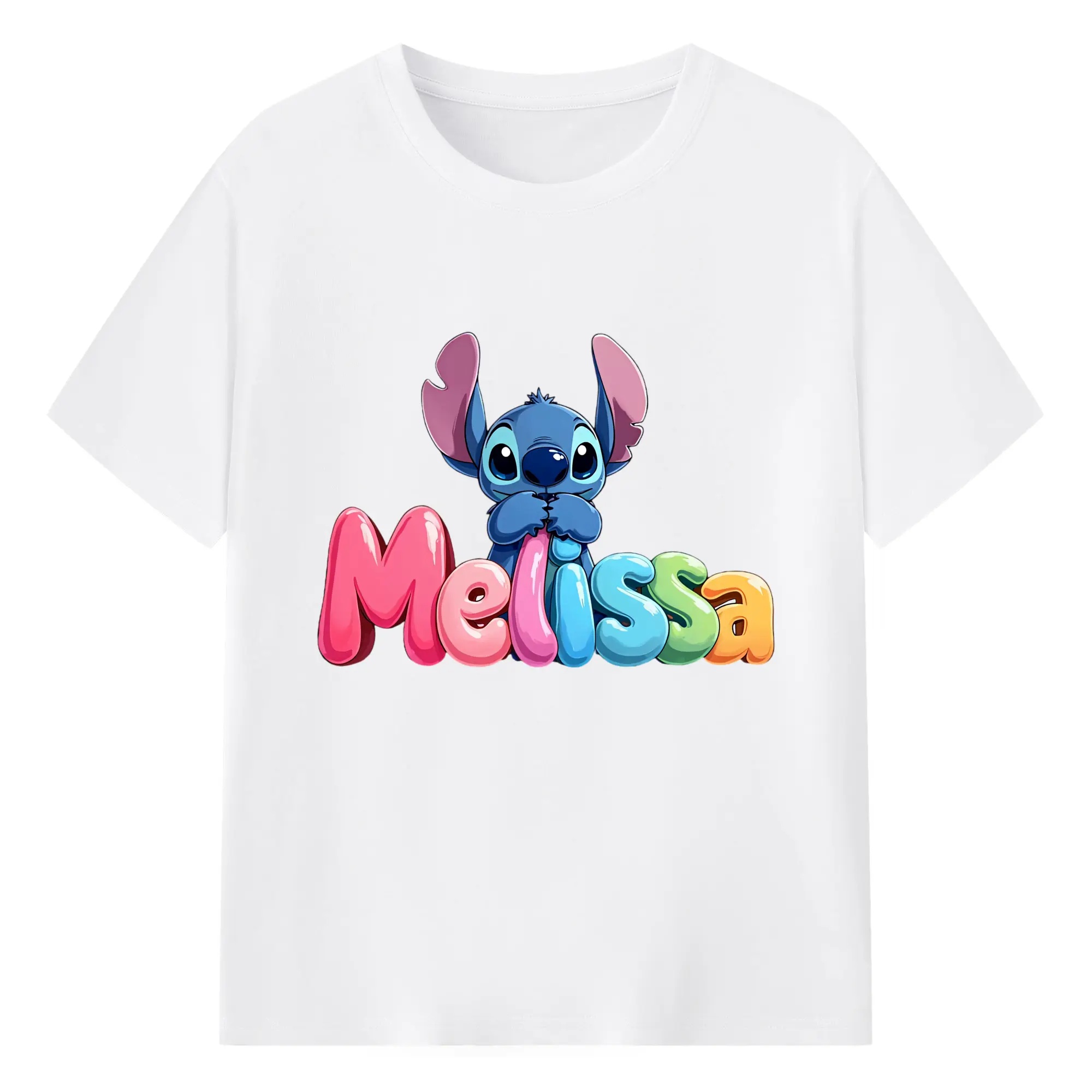 ディズニー スティッチ 水彩風 オリジナルデザイン - 綿100％ 半袖Tシャツ ・ フロントプリント ・ 快適 通気性 ・ 日常使い 散歩 スポーツ用