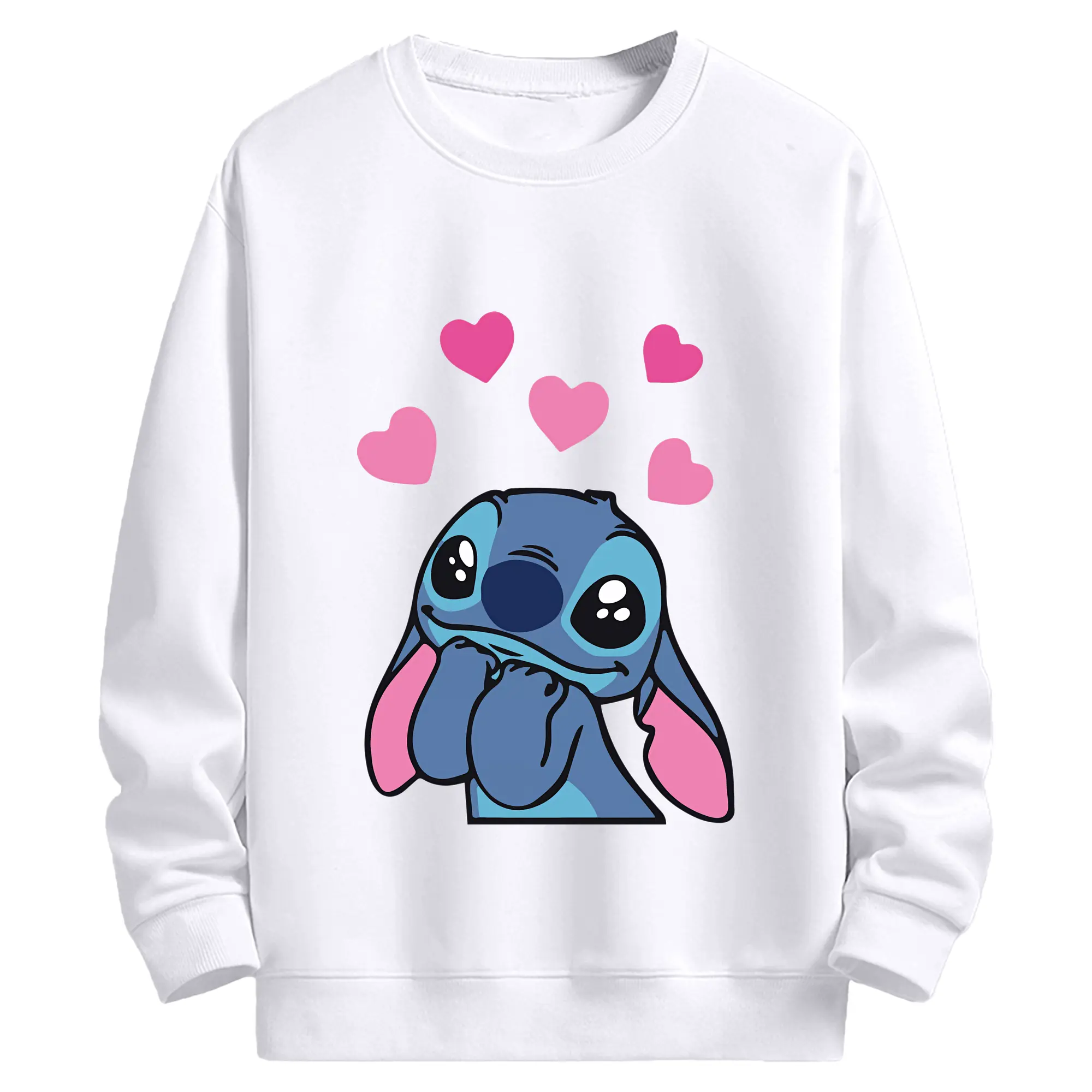 ディズニー スティッチ ハート シンプル オリジナルデザイン - 高品質 クルーネック スウェット ・ コットン59％ ポリエステル41％ ・ ユニセックス 長袖 トレーナー ・ カジュアル デイリー スポーツ 散歩用