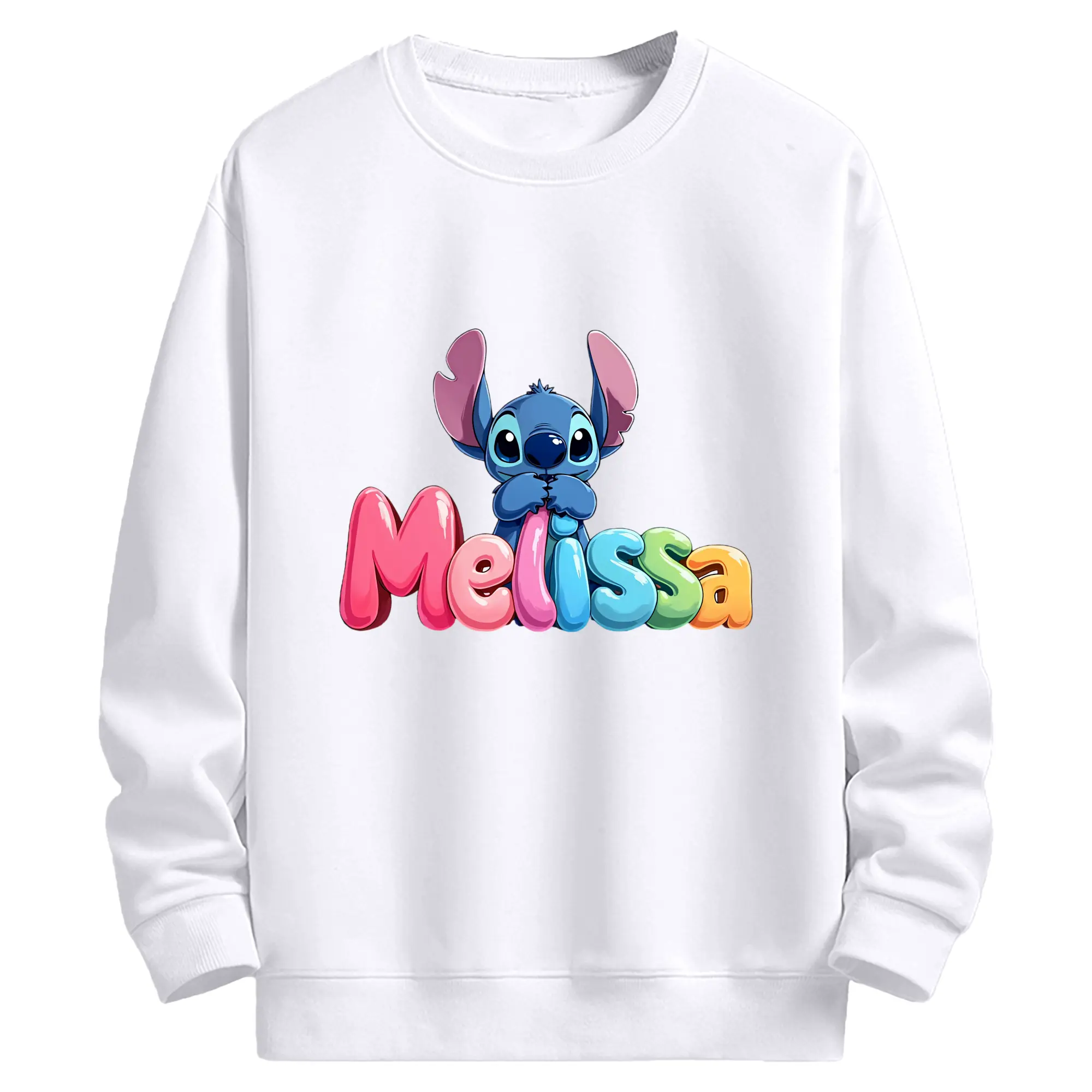 ディズニー スティッチ 水彩風 オリジナルデザイン - 高品質 クルーネック スウェット ・ コットン59％ ポリエステル41％ ・ ユニセックス 長袖 トレーナー ・ カジュアル デイリー スポーツ 散歩用