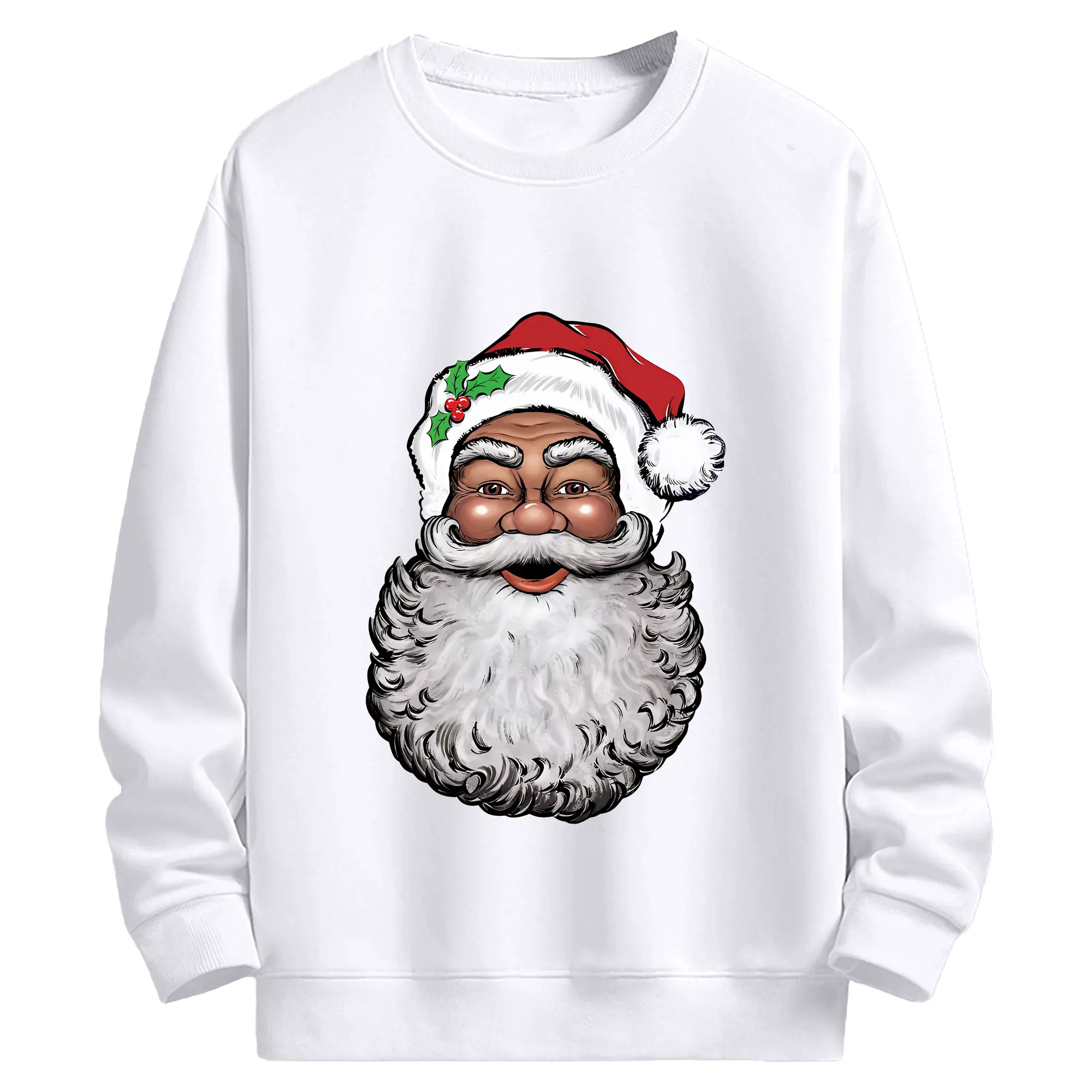 サンタクロース顔アイコン 特別限定 - 高品質 クルーネック スウェット ・ コットン59％ ポリエステル41％ ・ ユニセックス 長袖 トレーナー ・ カジュアル デイリー スポーツ 散歩用