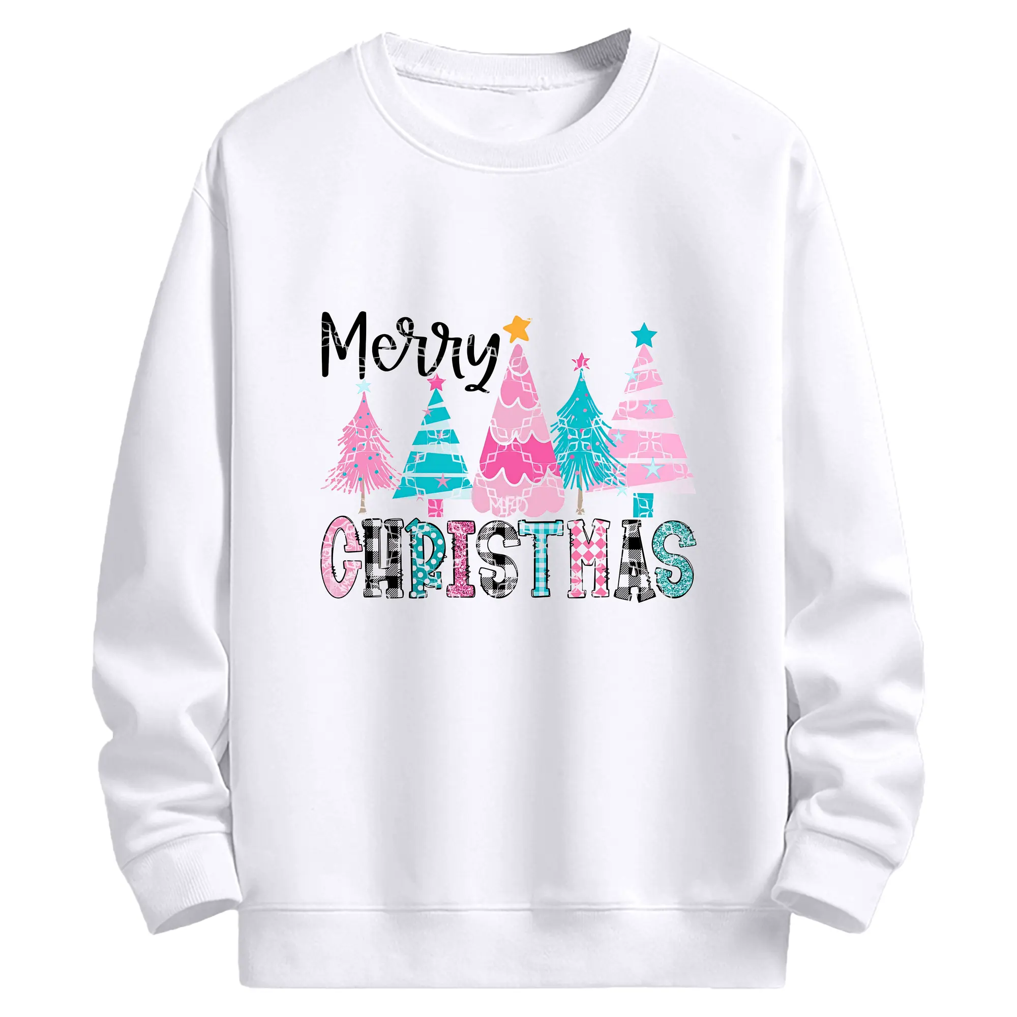 ピンククリスマスツリー メリークリスマス 特別限定 - 高品質 クルーネック スウェット ・ コットン59％ ポリエステル41％ ・ ユニセックス 長袖 トレーナー ・ カジュアル デイリー スポーツ 散歩用