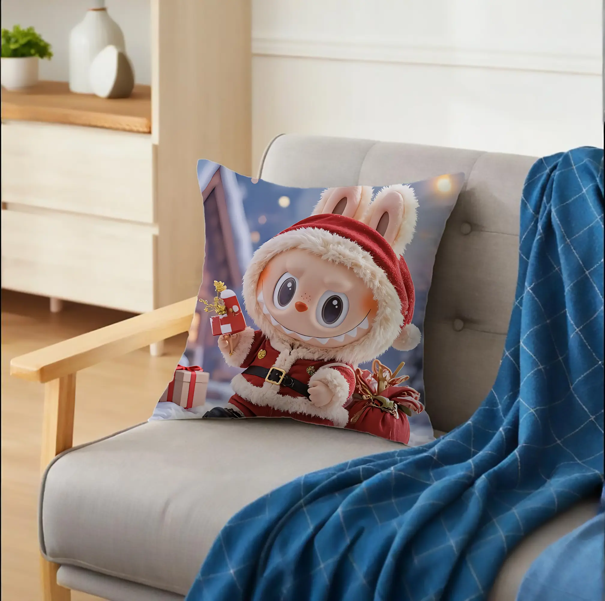 クッションカバー＆本体セット ・ ポリエステル素材 ・ 柔らかい肌触り ・ 通気性 耐久性あり ・ 手洗い可 インテリア用