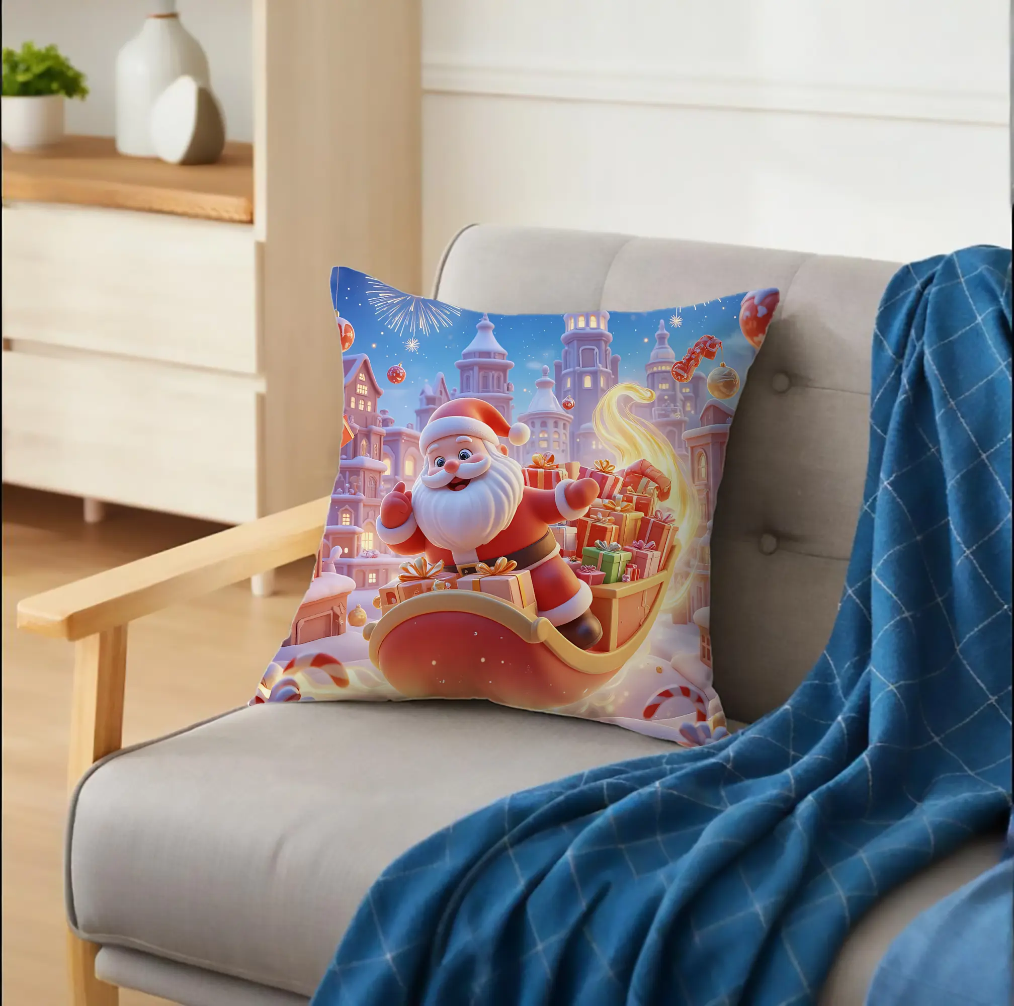 クッションカバー＆本体セット ・ ポリエステル素材 ・ 柔らかい肌触り ・ 通気性 耐久性あり ・ 手洗い可 インテリア用