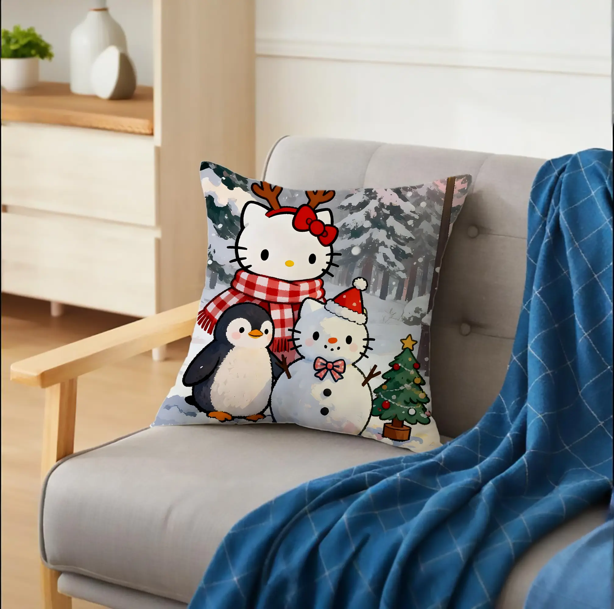 クッションカバー＆本体セット ・ ポリエステル素材 ・ 柔らかい肌触り ・ 通気性 耐久性あり ・ 手洗い可 インテリア用