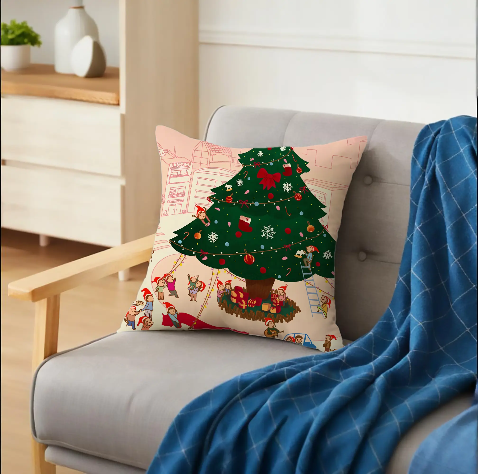 クッションカバー＆本体セット ・ ポリエステル素材 ・ 柔らかい肌触り ・ 通気性 耐久性あり ・ 手洗い可 インテリア用